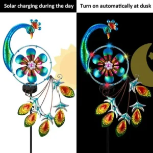 Peacock Wind Spinner Stake Solar Lights