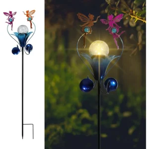 Solar Fairy Crackle Glass Globe Garden Stake