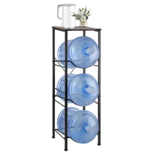 3-Tier Water Bottle Rack with Wood Top