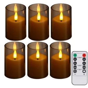 Flameless Pillar Candle Lights with Remote & Embedded Star String