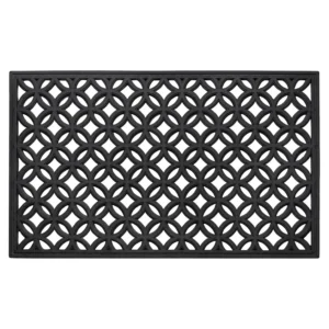 Wrought Iron Rubber Diamond Door Mat 18" x 30" Black